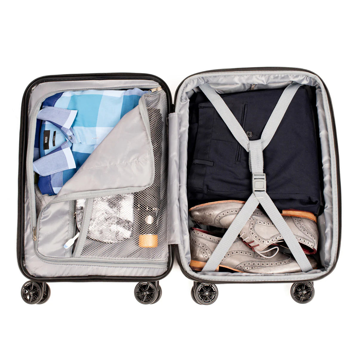 New York 3-Piece Expandable Spinner Luggage Set and 3-Piece Packing Cube Set