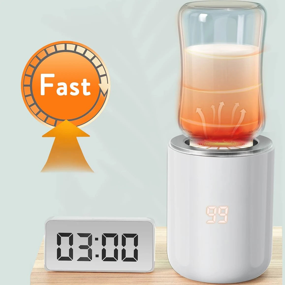 Bornbl N1S Portable Baby Bottle Warmer, Fast Heating Travel Milk Warmer, 8800Mah Breastmilk Warmer on the Go with 3 Adapters