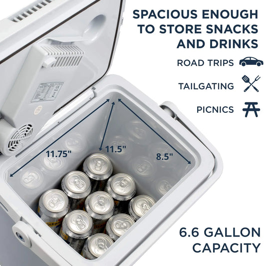 Electric Cooler & Warmer, 25 L Portable Thermoelectric 12 Volt Cooler with Handle