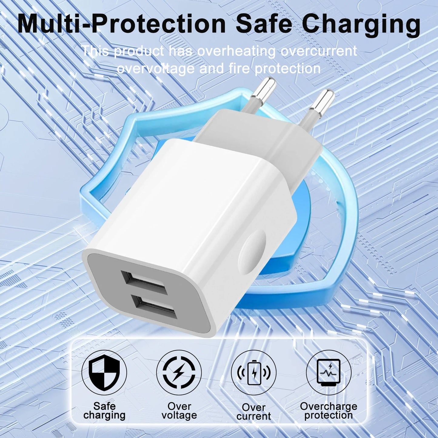 5V 2A EU Plug USB Chargers Universal Travel AC Power Wall Adapters 5V 2A USB Phone Chargers for Iphone Ipad Samsung Xiaomi