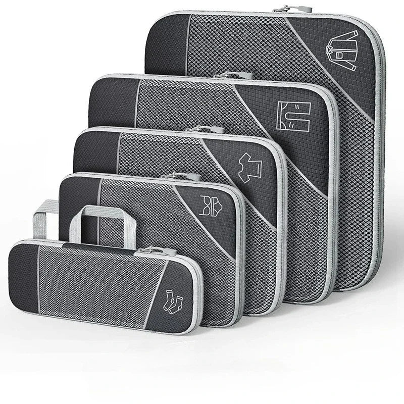 5PCS Compression Packing Cubes, Mesh Travel Packing Cubes for Suitcases, Lightweight Organizers Bag Set for Travel Essentials