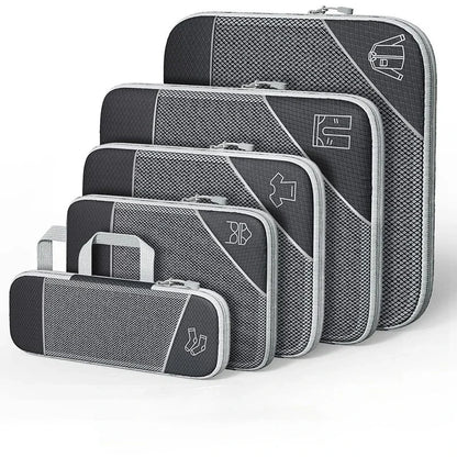 5PCS Compression Packing Cubes, Mesh Travel Packing Cubes for Suitcases, Lightweight Organizers Bag Set for Travel Essentials