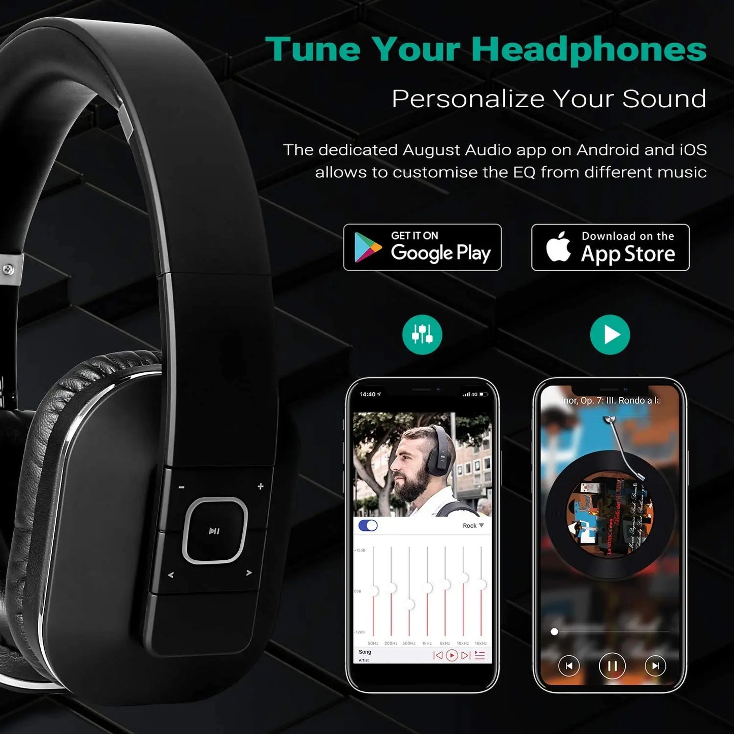 EP650 Bluetooth Wireless Headphones with Mic/Multipoint/Nfc over Ear Bluetooth 4.2 Stereo Music Aptx Headset for Tv,Phone