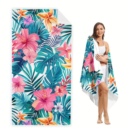Floral Paradise Beach Towel: Dive into Summer Vibes! Suitable for Towels, Bath Towels, Beach Towels