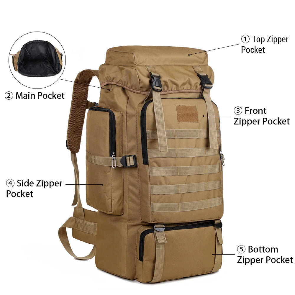 Hiking Bag Large Capacity Hiking Backpack Outdoor Camping Rucksack Trekking Backpack Climbing Backpack