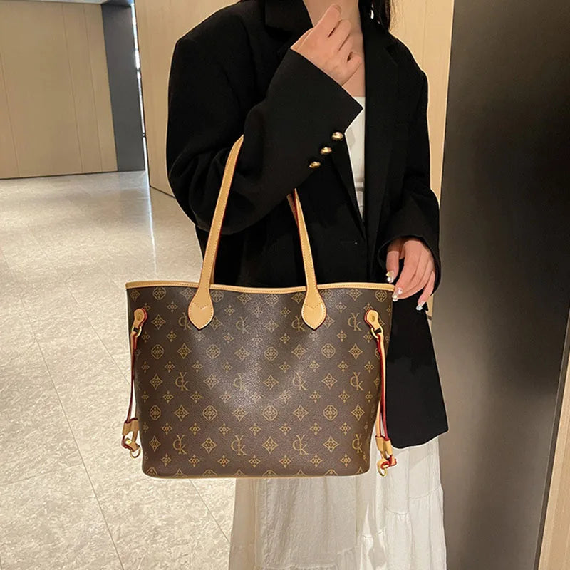 Fashionable Women'S Bags, Printed Tote Bags, High-End Versatile Handbags, Portable Shoulder Bags, Large-Capacity Casual Bags, Commuting and Shopping Bags