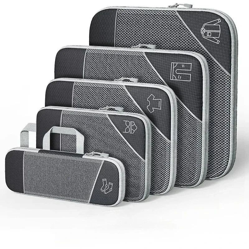 5PCS Compression Packing Cubes, Mesh Travel Packing Cubes for Suitcases, Lightweight Organizers Bag Set for Travel Essentials
