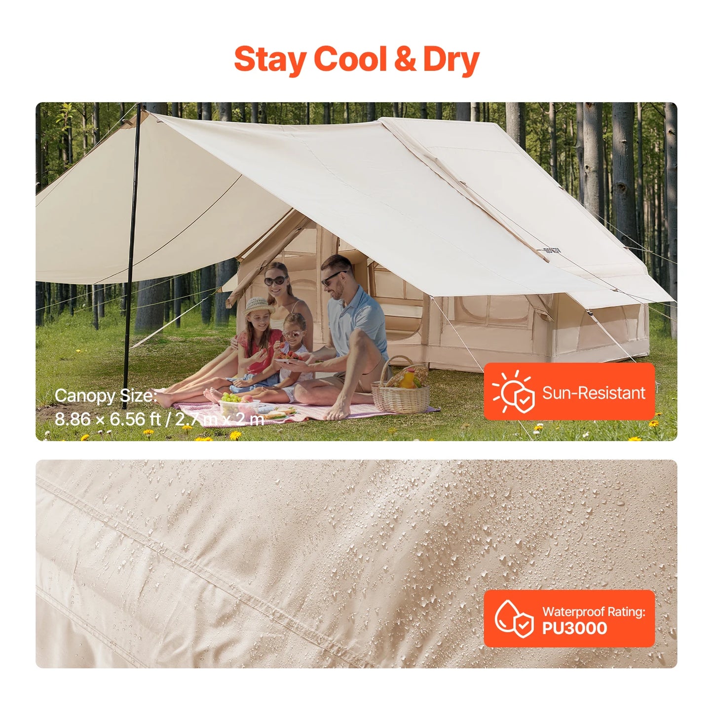 Inflatable Tents for Camp 3-5 Person Easy Setup Blow up Tent with Hand Pump 300D Oxford Tent with Doors & Mesh Windows