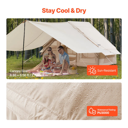 Inflatable Tents for Camp 3-5 Person Easy Setup Blow up Tent with Hand Pump 300D Oxford Tent with Doors & Mesh Windows