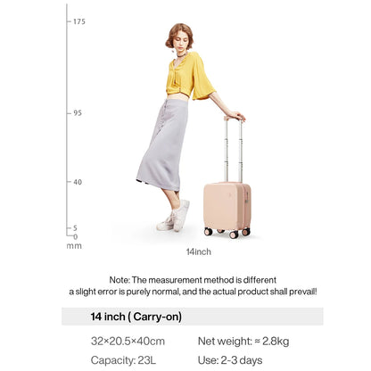 MIXI 14 Inch Underseat Carry on Luggage Lightweight Mini Suitcase PC Small Kids Bag TSA Lock Travel Suit Case Spinner Wheels