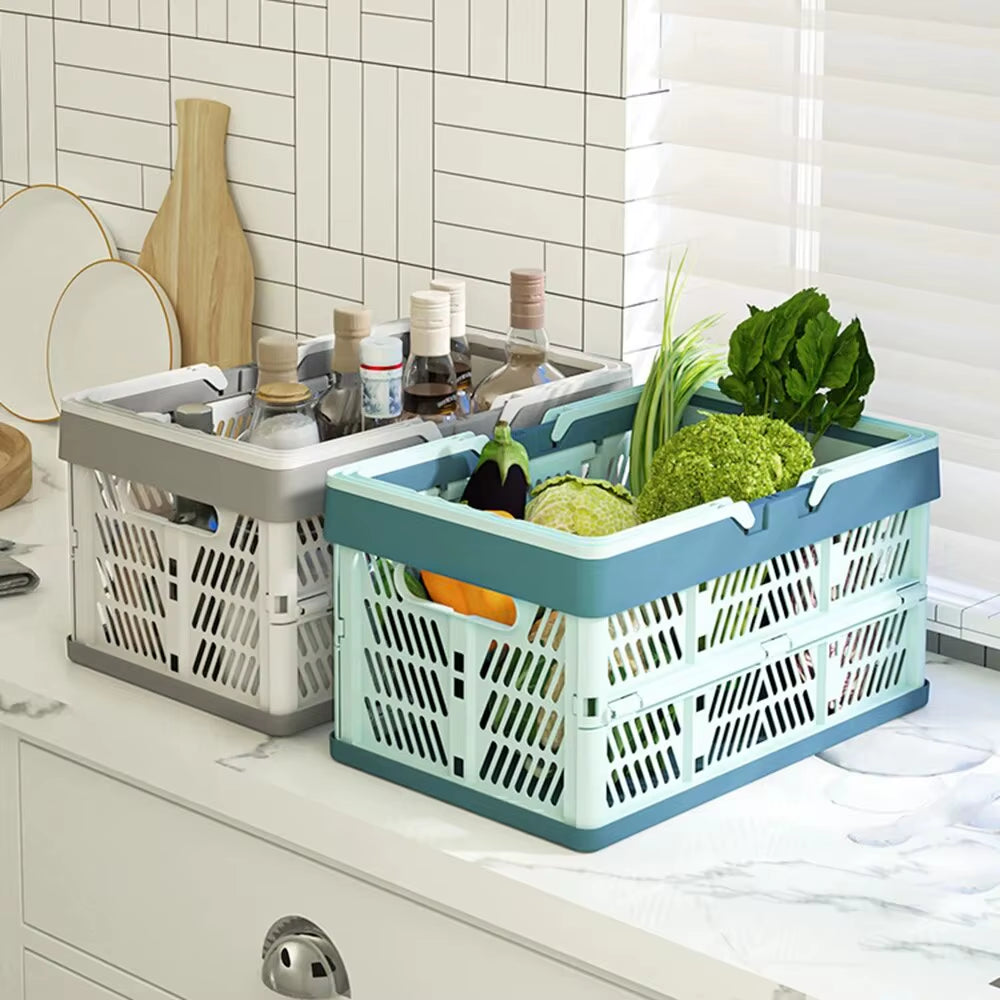 1/2PCS Folding Portable Fruit and Vegetable Storage Basket Sundry Arrangement Thickened Plastic Picnic Basket