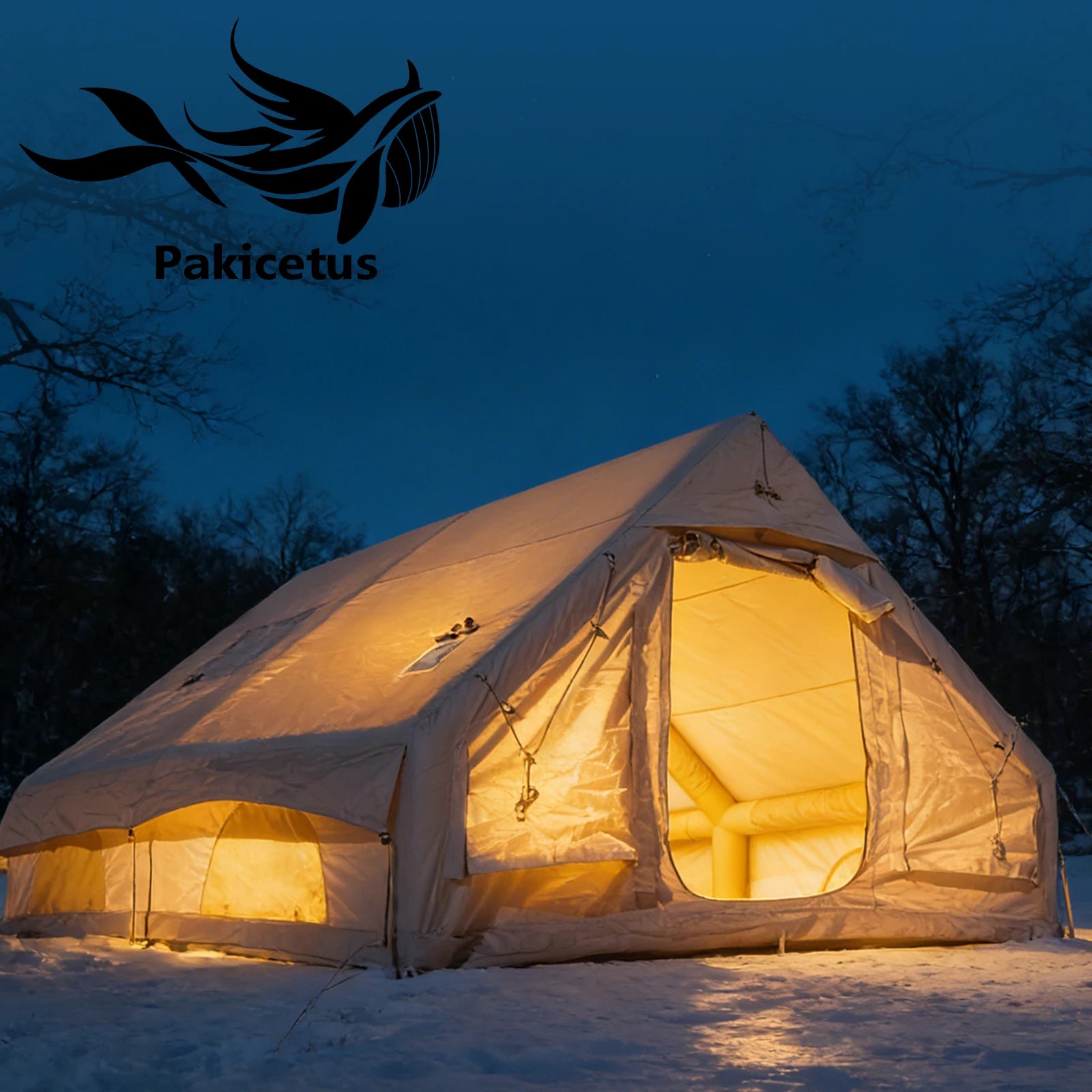 Inflatable Camping Tent 4-8 People with Windows Portable Water-Resistant Camping Tent Four Season Tents