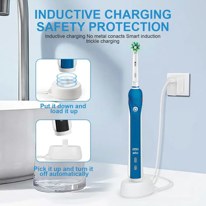 USB Charger Base Fit for Oral B Electric Toothbrush Safe Reliable Portable Waterproof Inductive Charging Base for Travel