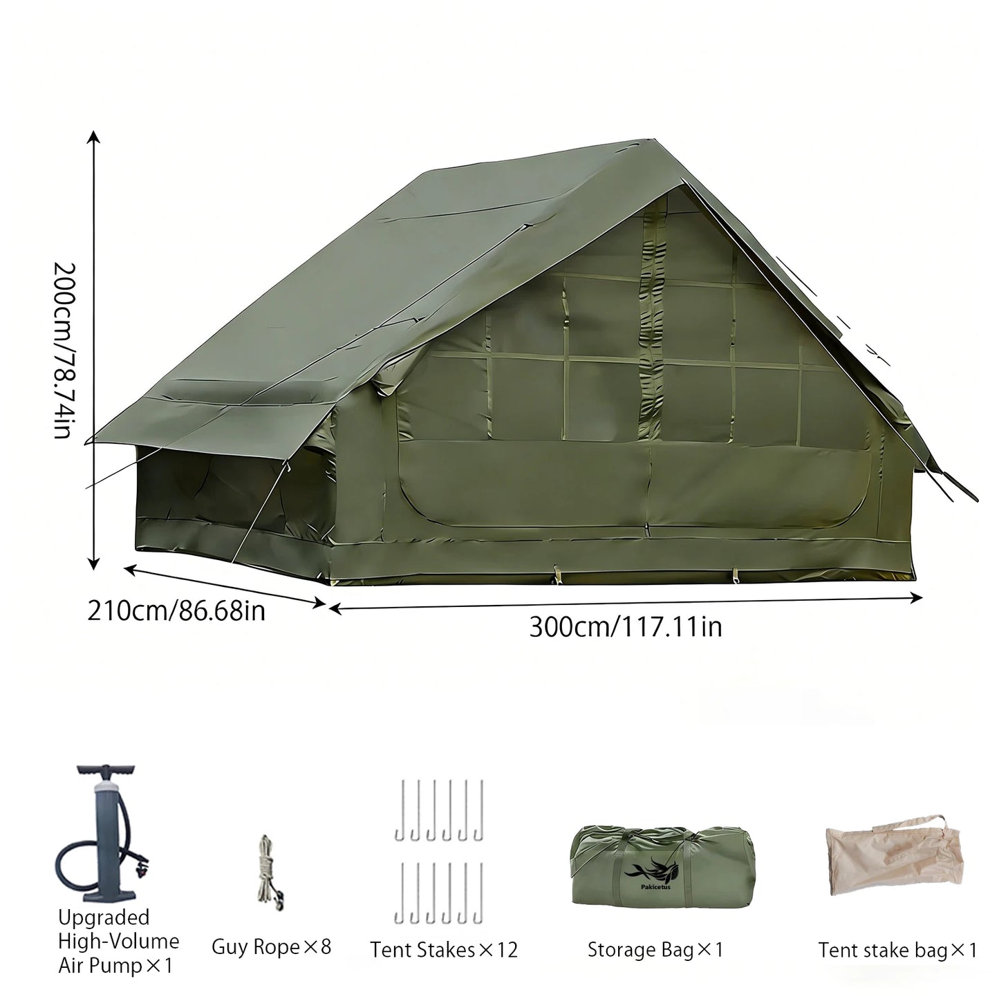 Inflatable Camping Tent 4-8 People with Windows Portable Water-Resistant Camping Tent Four Season Tents
