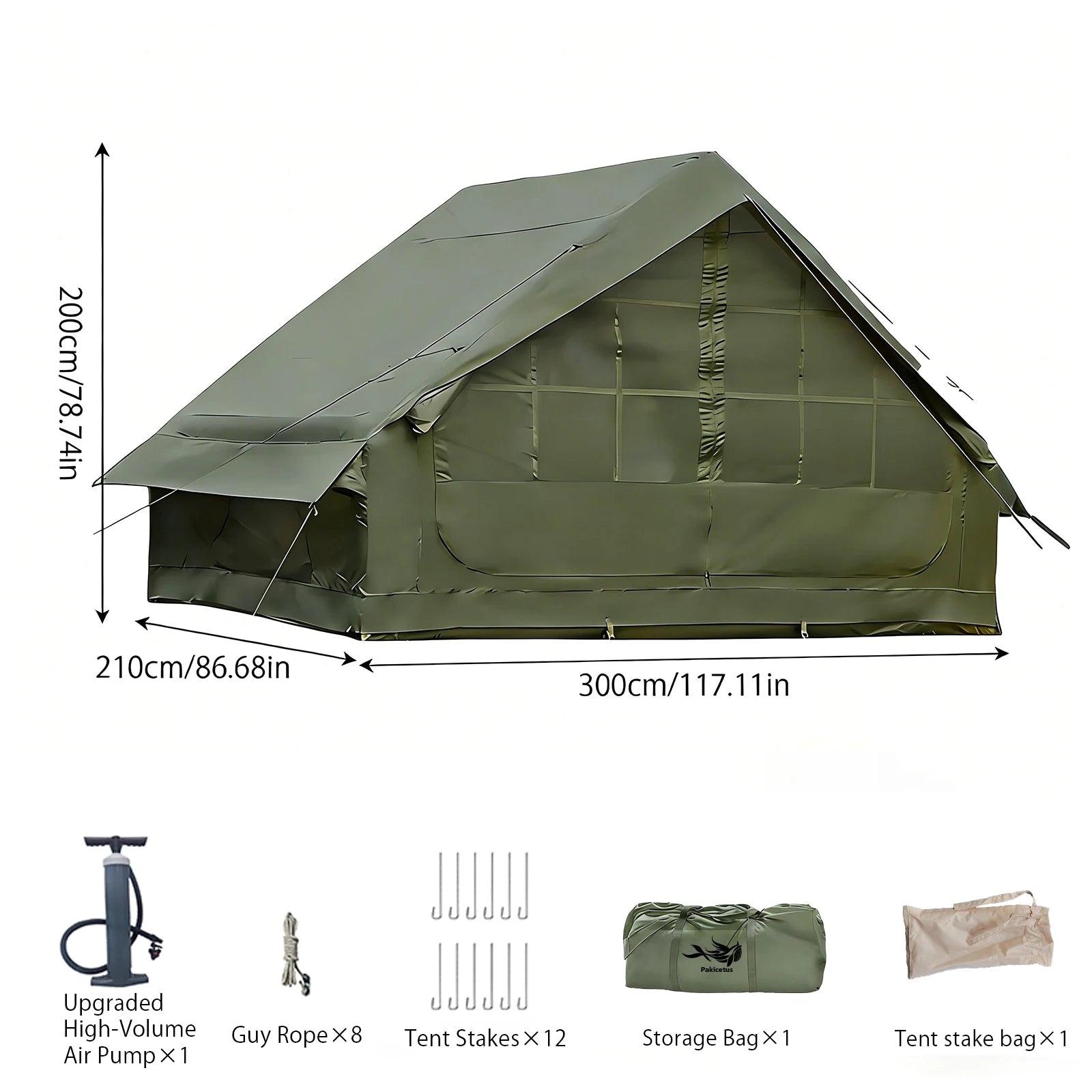 Inflatable Camping Tent 4-8 People with Windows Portable Water-Resistant Camping Tent Four Season Tents