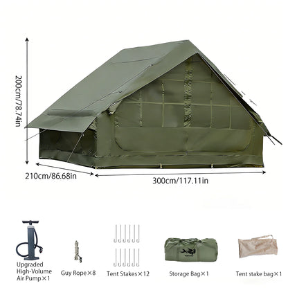Inflatable Camping Tent 4-8 People with Windows Portable Water-Resistant Camping Tent Four Season Tents
