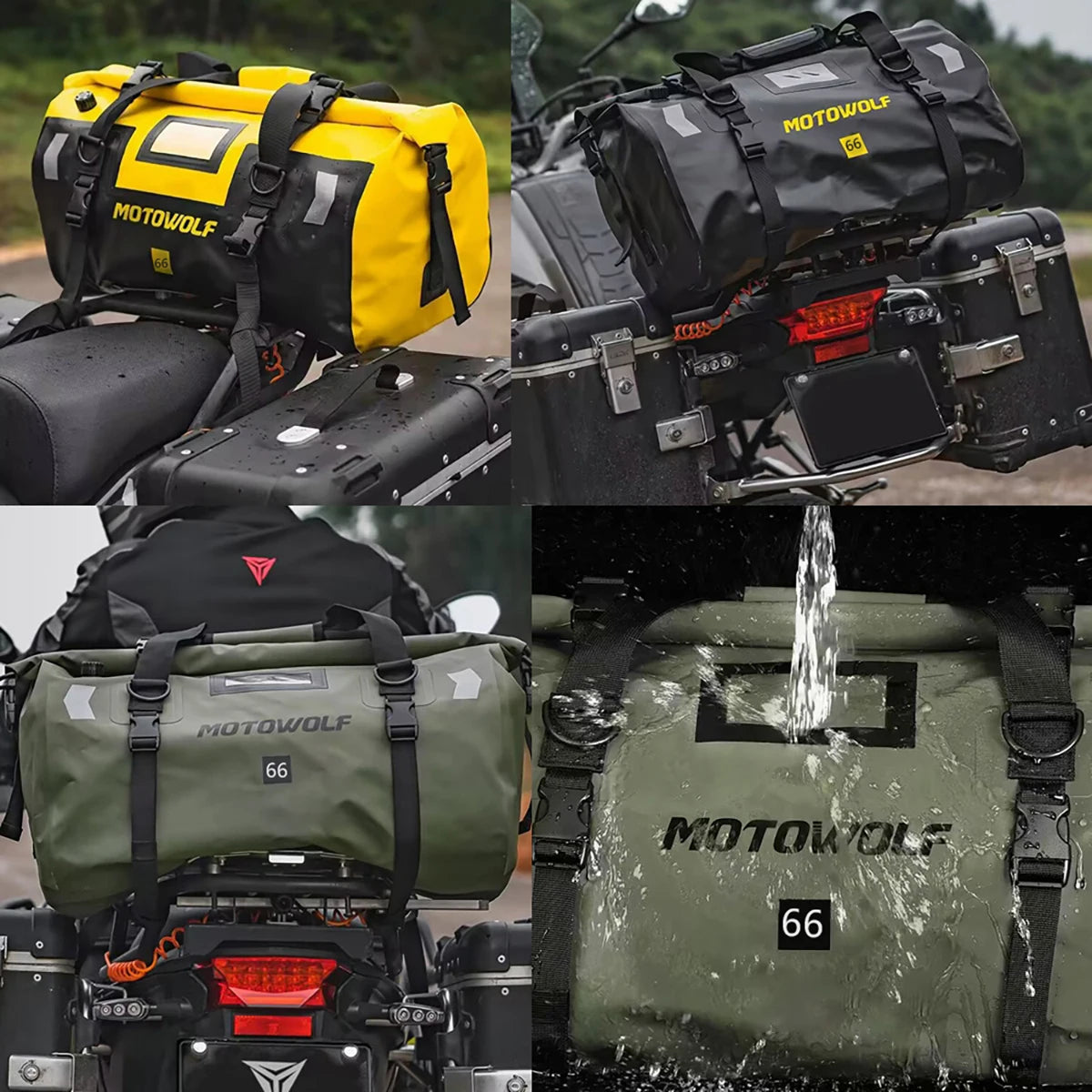 Motorcycle Dry Bag Waterproof Reflective Tail Duffle Bag Skiing Travel Hiking Camping Boating Riding Fishing Outdoor Luggage