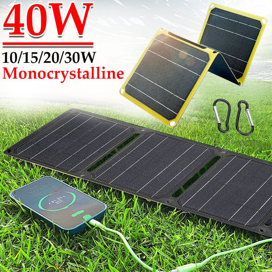 Outdoor Powerful Portable Solar Panel 5V 30W 40W Battery Phone Charger PD 20W QC 3.0 5V 9V 12V for USB a C Power Bank