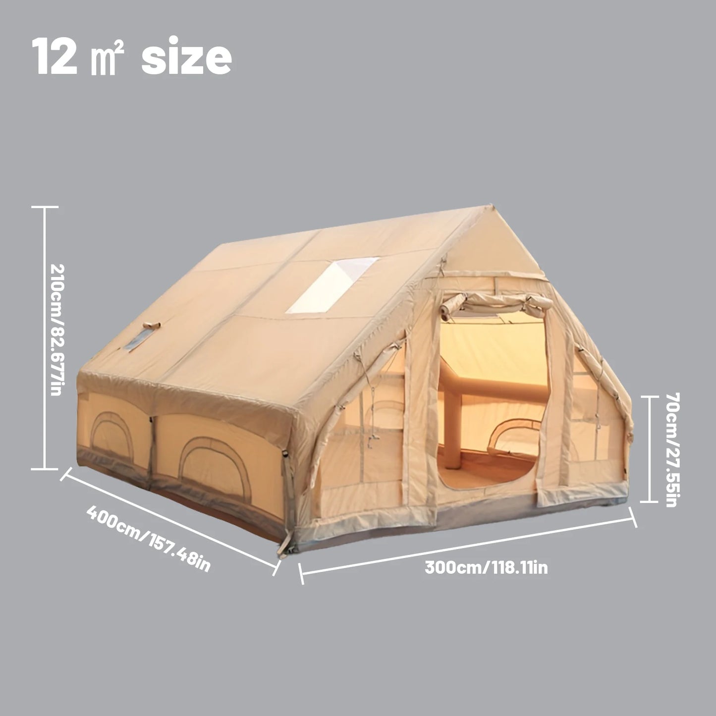 Inflatable Camping Tent 4-8 People with Windows Portable Water-Resistant Camping Tent Four Season Tents