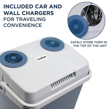 Electric Cooler & Warmer, 25 L Portable Thermoelectric 12 Volt Cooler with Handle