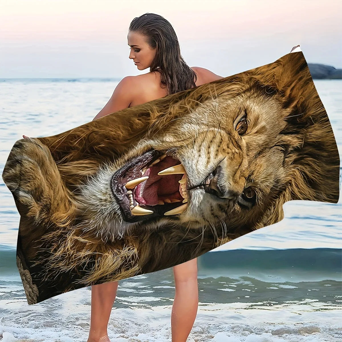 Roar into Summer with Our Majestic Lion Beach Towel! Suitable for Towels, Bath Towels, Beach Towels