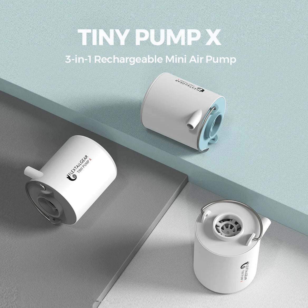 FLEXTAIL TINY PUMP X - Portable Camping Air Pump with 1300Mah Battery Rechargeable for Pool Floats Air Mattress Vacuum Bags