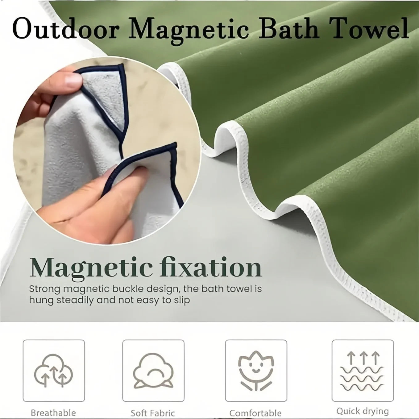 Outdoor Bath Towel Magnetic Bath Towel Outdoor Bath Beach Magnet Towel Quick-Drying Microfiber Beach Towels Changing Clothes
