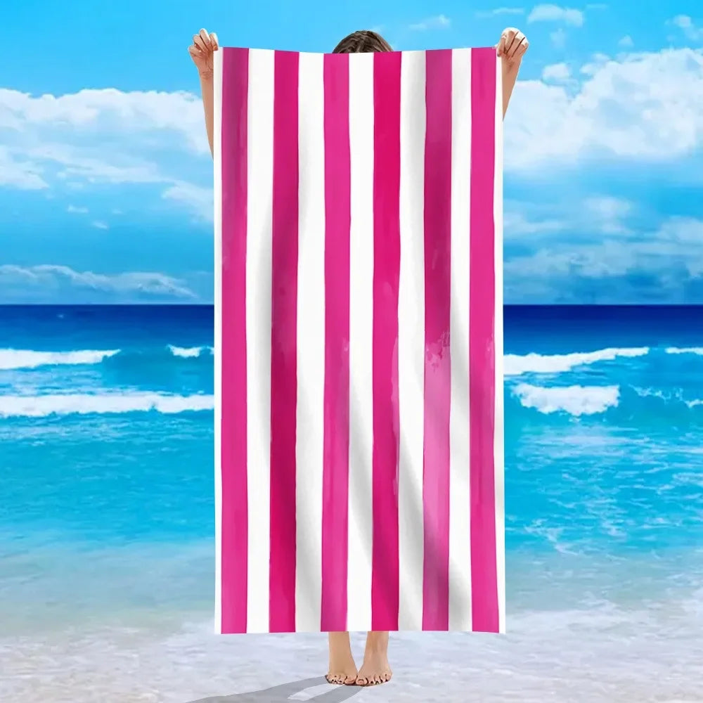 Yellow Stripe Microfiber Beach Towel Quick Fast Dry Trend Pattern Beach Towel Oversized Blanket Lightweight Towel Bathtowel
