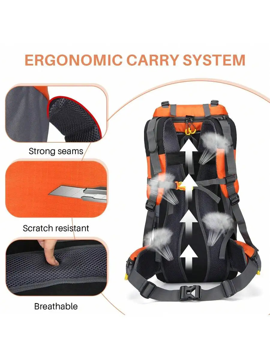 60L Waterproof Oxford Backpack for Hiking Camping Trekking Travel Outdoor