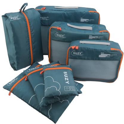 7 Set Luggage Organizer Bags for Family, Mesh Breathable Travel Packing Cubes for Suitcases Durable Travel Essentials Bags Set