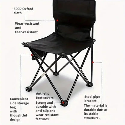 Outdoor Foldable Chair Camping Chair with Side Pocket Picnic Oxford Cloth Chairs Portable Beach Fishing Chairs Camping Chairs