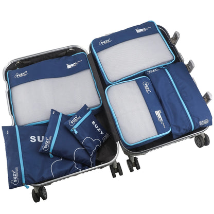 7 Set Luggage Organizer Bags for Family, Mesh Breathable Travel Packing Cubes for Suitcases Durable Travel Essentials Bags Set