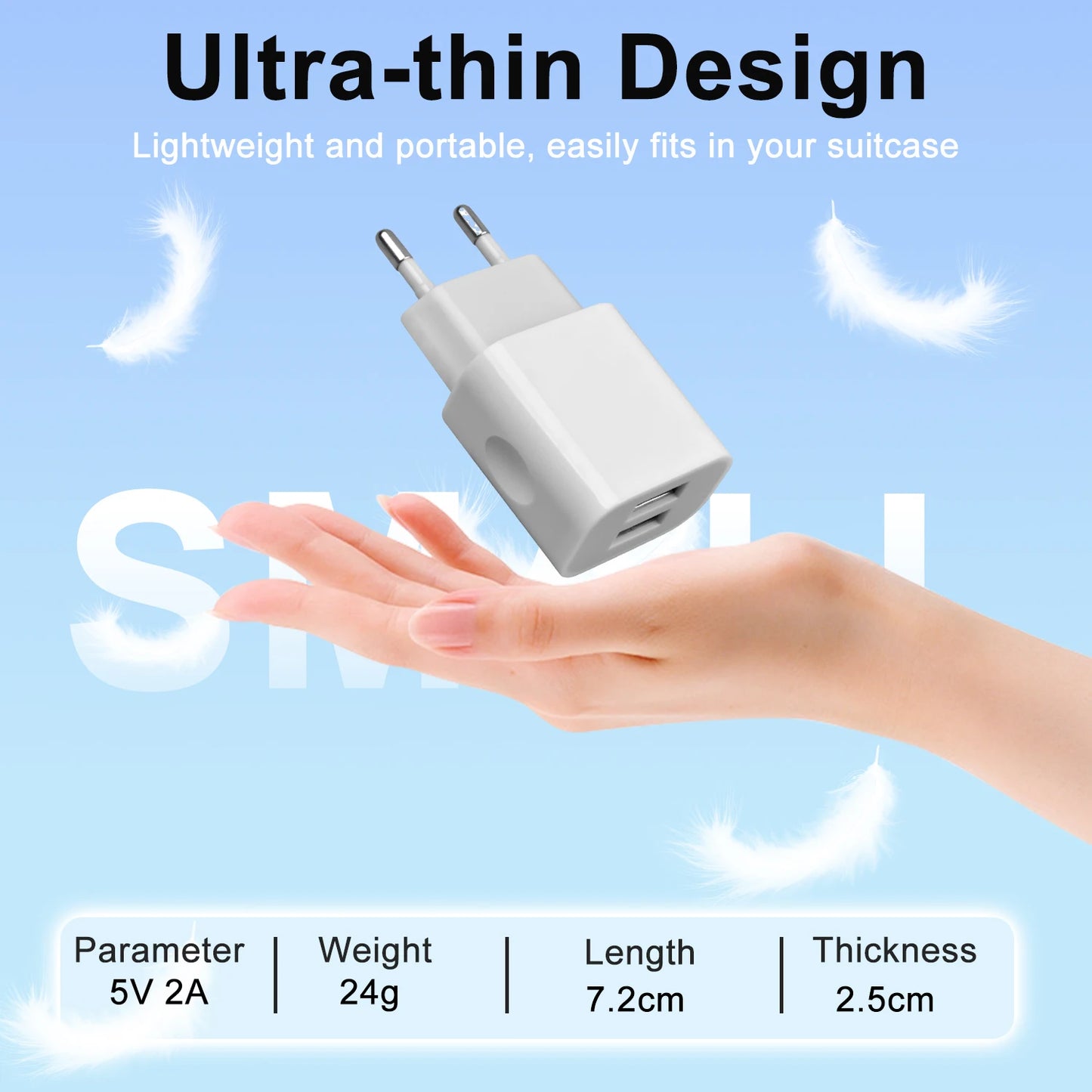 5V 2A EU Plug USB Chargers Universal Travel AC Power Wall Adapters 5V 2A USB Phone Chargers for Iphone Ipad Samsung Xiaomi