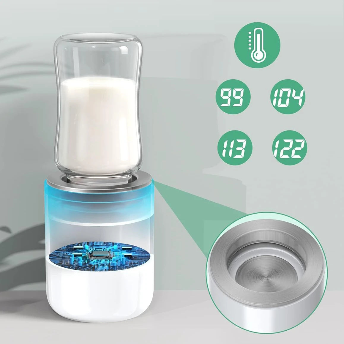 Bornbl N1S Portable Baby Bottle Warmer, Fast Heating Travel Milk Warmer, 8800Mah Breastmilk Warmer on the Go with 3 Adapters