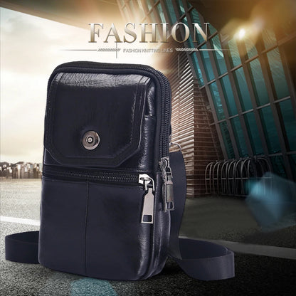 Cowhide Leather Bags Solid Color 7.5Inch Phone Shoulder Bags Men Waterproof Purse Bag Built in Card Pockets for Travel Shopping
