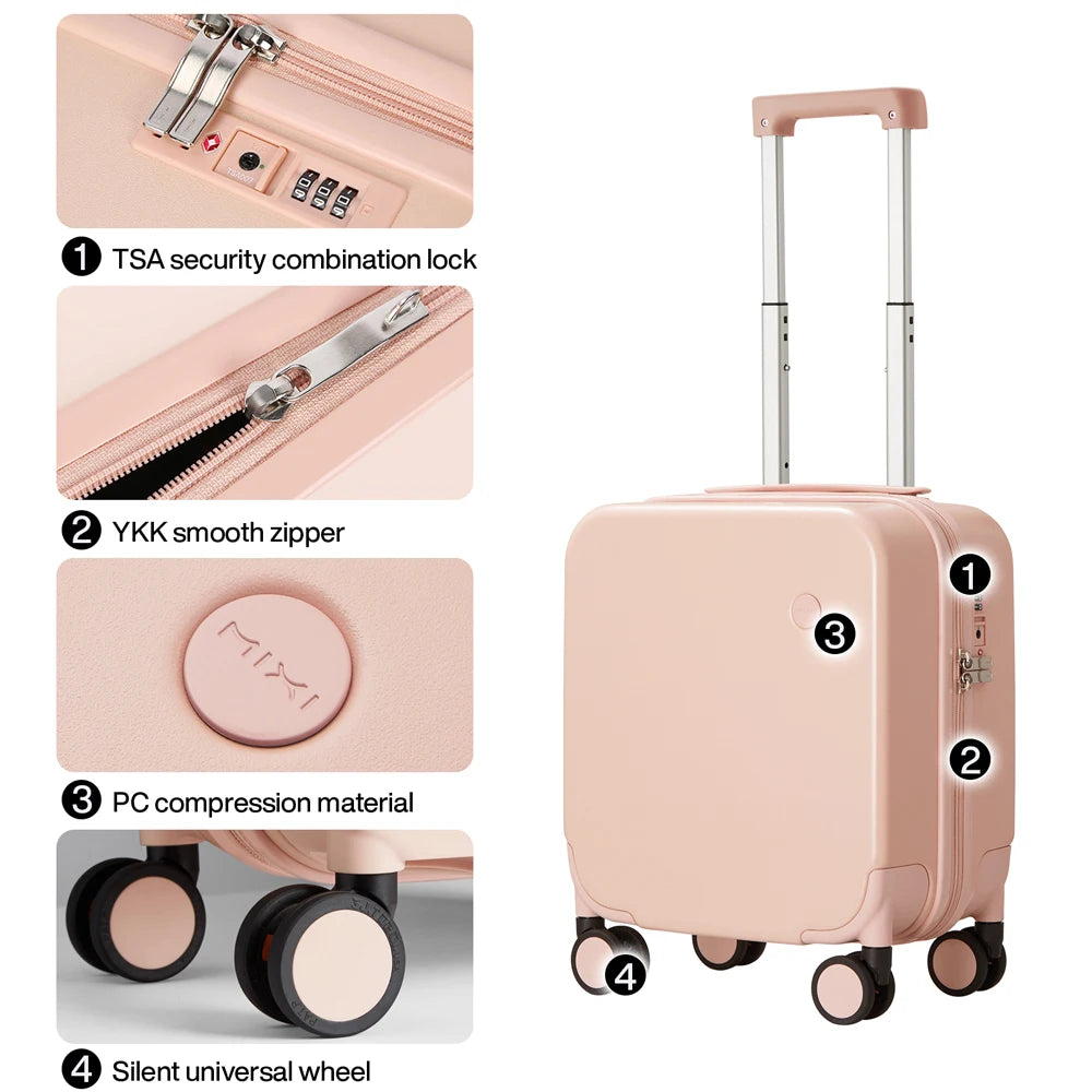 MIXI 14 Inch Underseat Carry on Luggage Lightweight Mini Suitcase PC Small Kids Bag TSA Lock Travel Suit Case Spinner Wheels