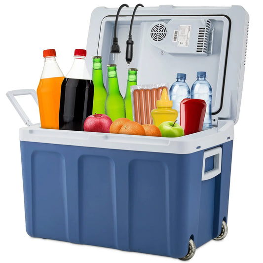 Electric Cooler & Warmer, 45 L Portable Thermoelectric 12 Volt Cooler with Wheels