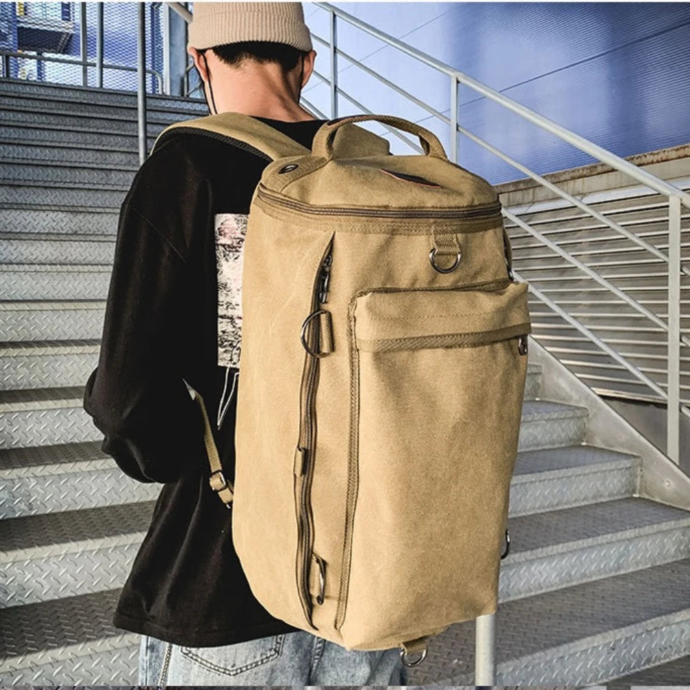 Preppy Style School Backpack Bookbag Laptop Computer Backpacks Travel Backpacks Outdoor Sports Cylinder Canvas Backpacks