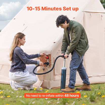 Inflatable Tents for Camp 3-5 Person Easy Setup Blow up Tent with Hand Pump 300D Oxford Tent with Doors & Mesh Windows