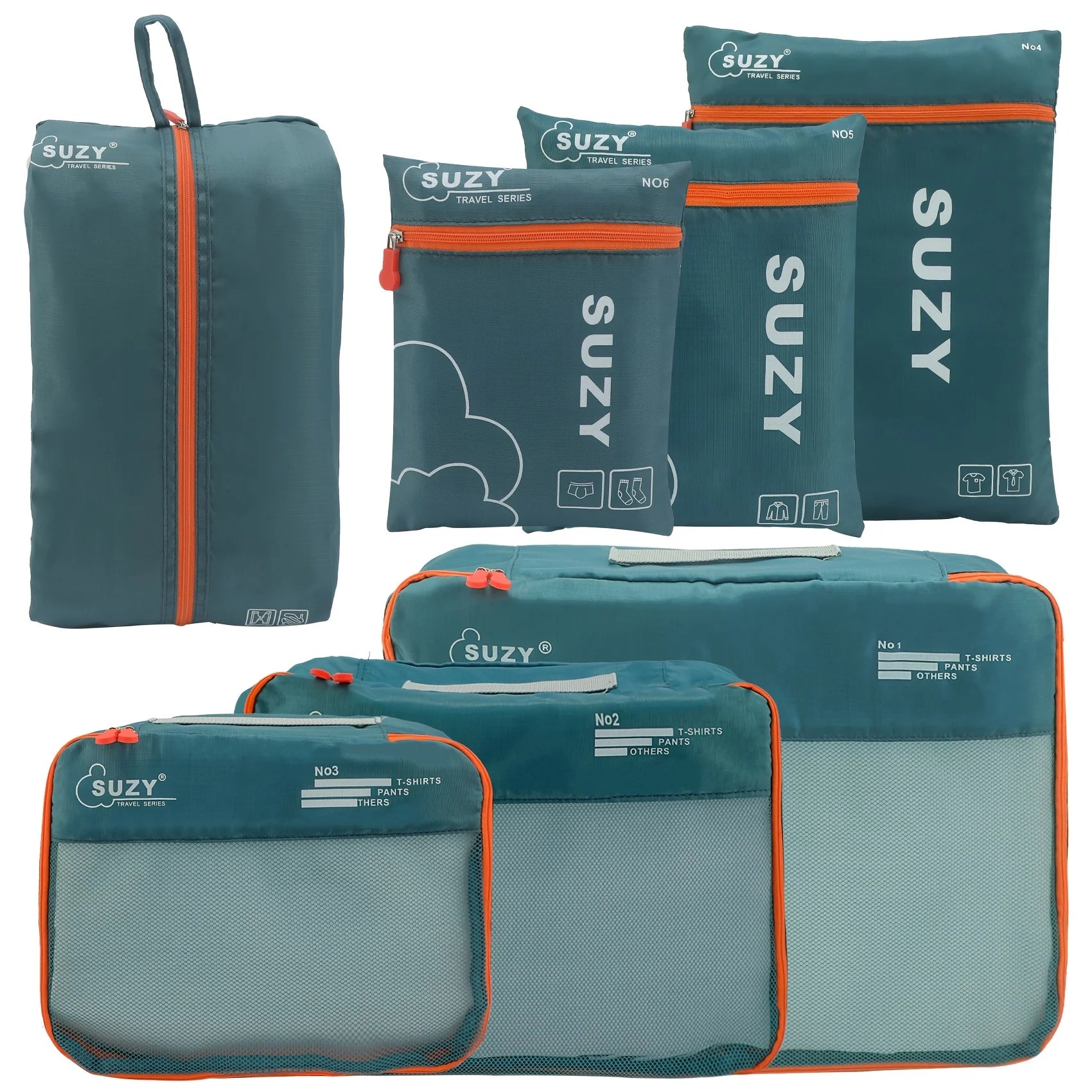 7 Set Luggage Organizer Bags for Family, Mesh Breathable Travel Packing Cubes for Suitcases Durable Travel Essentials Bags Set