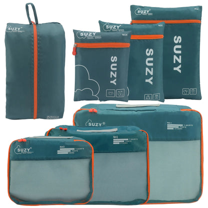 7 Set Luggage Organizer Bags for Family, Mesh Breathable Travel Packing Cubes for Suitcases Durable Travel Essentials Bags Set
