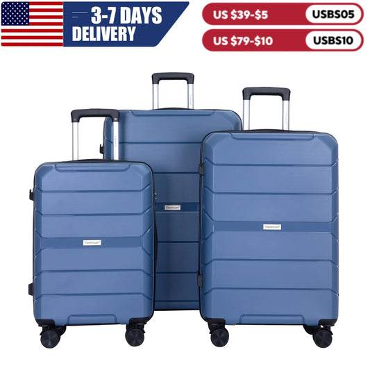 Hardshell Suitcase Spinner Wheels PP Luggage Sets Lightweight Suitcase with TSA Lock, 3-Piece Set (20/24/28)