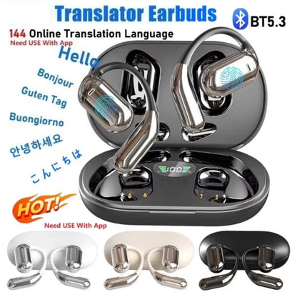Wireless Bluetooth Translation Headphones 144 Languages Instant Translator Earbuds Headphones Smart Voice Real Time for Travel