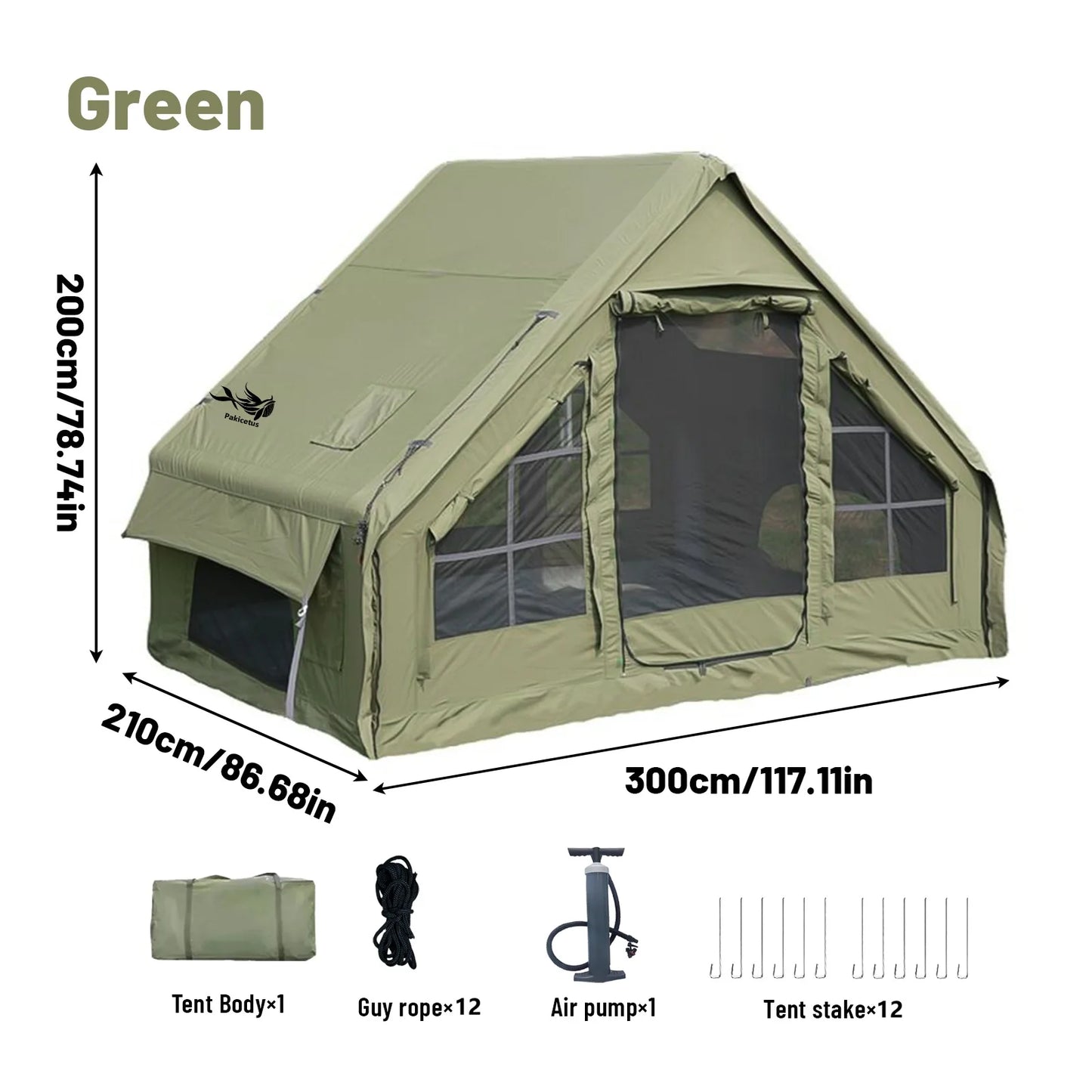 Inflatable Camping Tent 4-8 People with Windows Portable Water-Resistant Camping Tent Four Season Tents