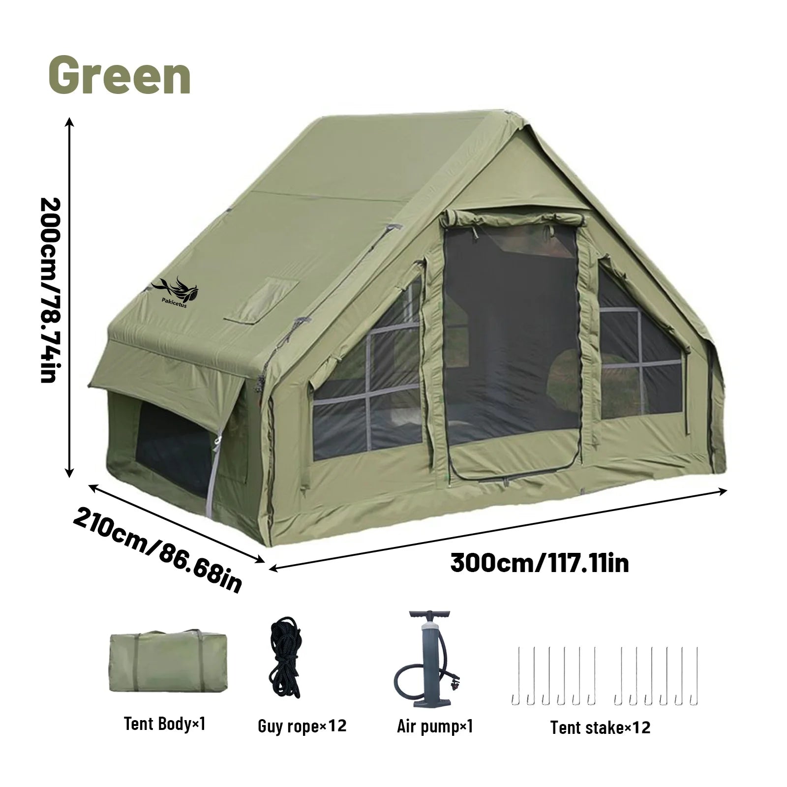 Inflatable Camping Tent 4-8 People with Windows Portable Water-Resistant Camping Tent Four Season Tents