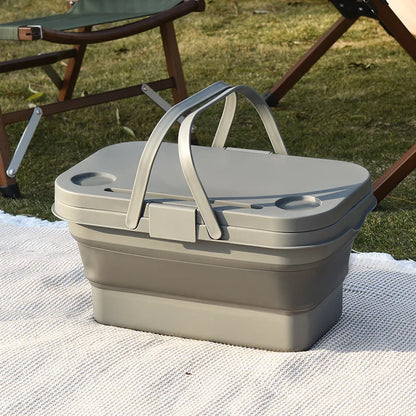 Outdoor Camping Foldable Storage Box Folding Table Picnic Portable Storage Basket Picnic Basket Comes with a Small Table Board