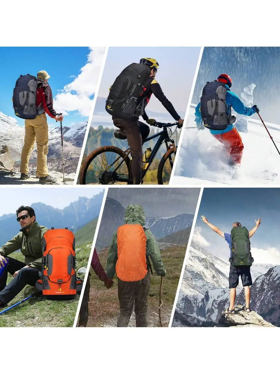 60L Waterproof Oxford Backpack for Hiking Camping Trekking Travel Outdoor
