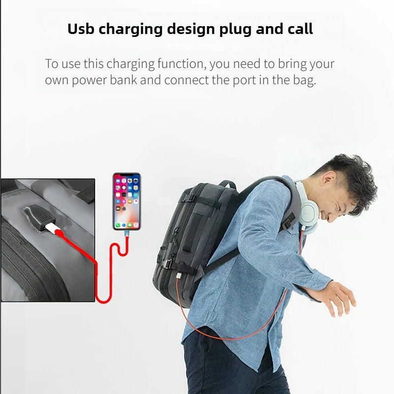 TANJIEZHE 30L Man Travel Backpacks Duffel Backpack Travel Luggage Travel Bag Laptop Bag USB Waterproof Backpacks