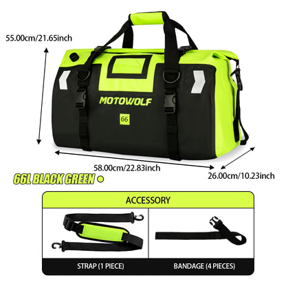Motorcycle Dry Bag Waterproof Reflective Tail Duffle Bag Skiing Travel Hiking Camping Boating Riding Fishing Outdoor Luggage