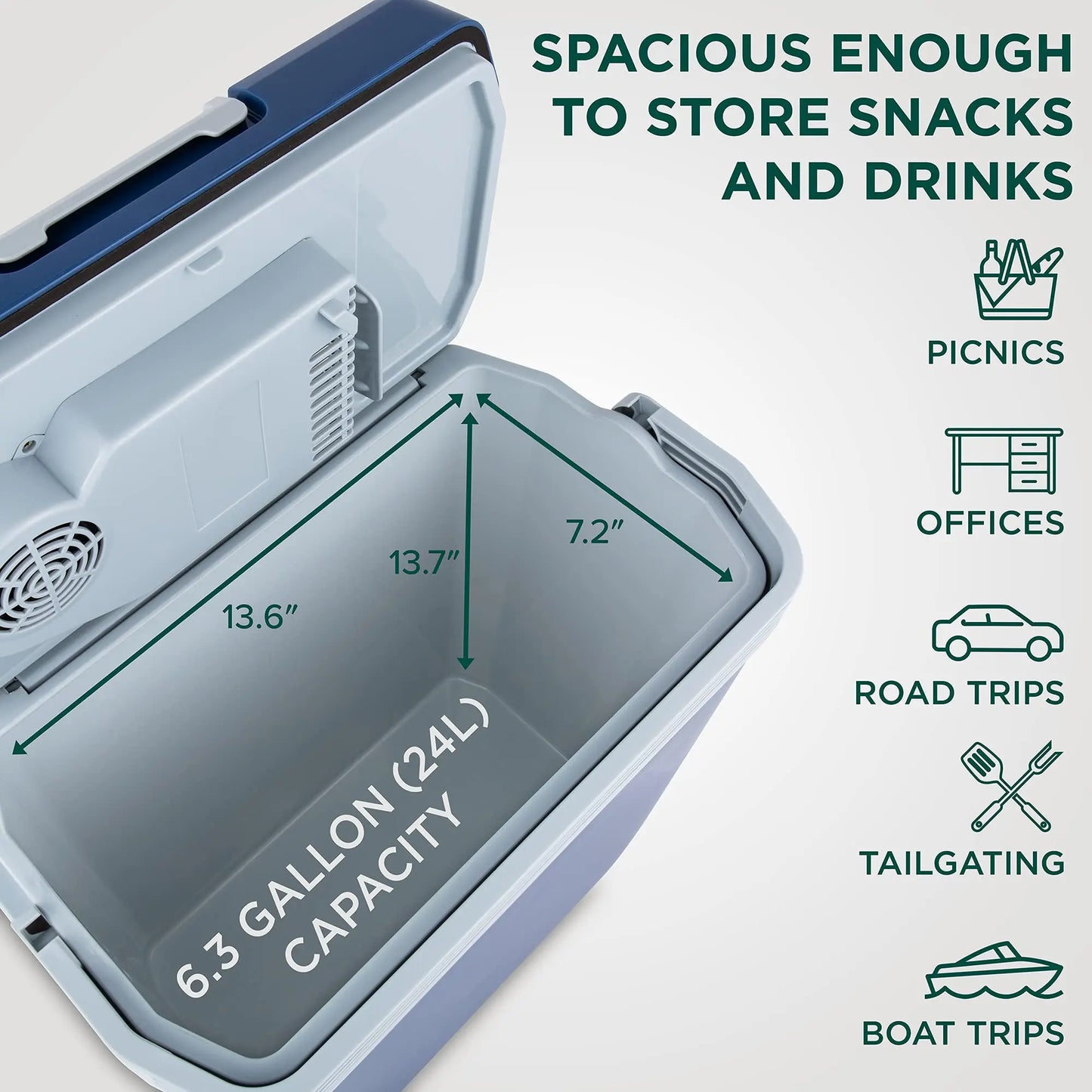 Electric Cooler & Warmer, 24 L Portable Thermoelectric 12 Volt Cooler with Handle